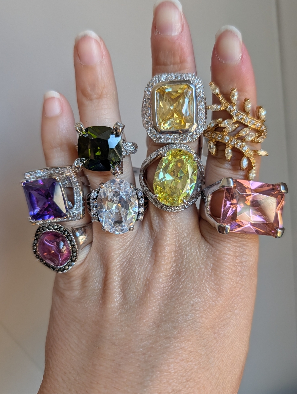 Vintage 90s Rhodium Plated Size 6 Statement Rings